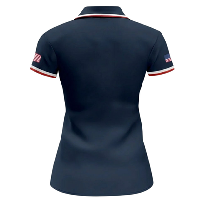 Womens Navy 250th Anniversary 1776-2026 Golf Polo Shirt, Fourth Of July Golf Shirts For Women GZ0312