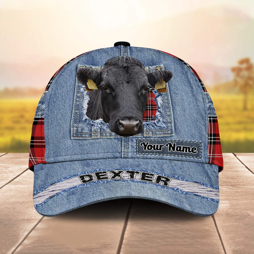 Dexter Overall Jeans Pattern And Red Caro Pattern Customized Name Cap CA0149