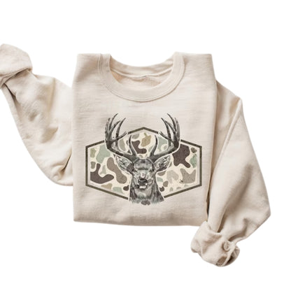 Camo Deer Sweatshirt, Deer Lover Sweatshirt 2D0719