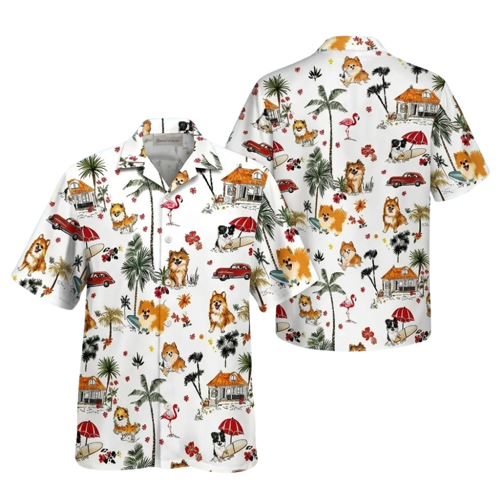 Pomeranian Tropical Men And Women Hawaiian Shirt, Pom Dog Hawaiian Shirts HE0502