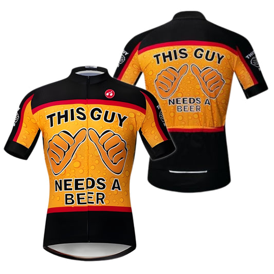 This Guy Need A Beer Men's Cycling Short Sleeve Jersey, Funny Beer Cycling Jerseys CZ0037
