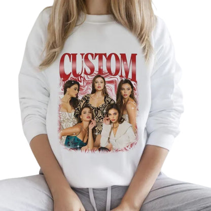 Custom Photo Your Girlfriend Boyfriend Bootleg Sweatshirt, Custom Photo Sweatshirt For Valentine Day 2D0828