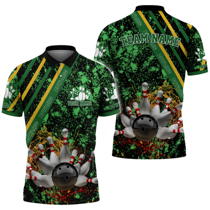 Custom Team Purple Splash Bowling Polo Shirt Mens, Custom Bowling Shirts BZ0648