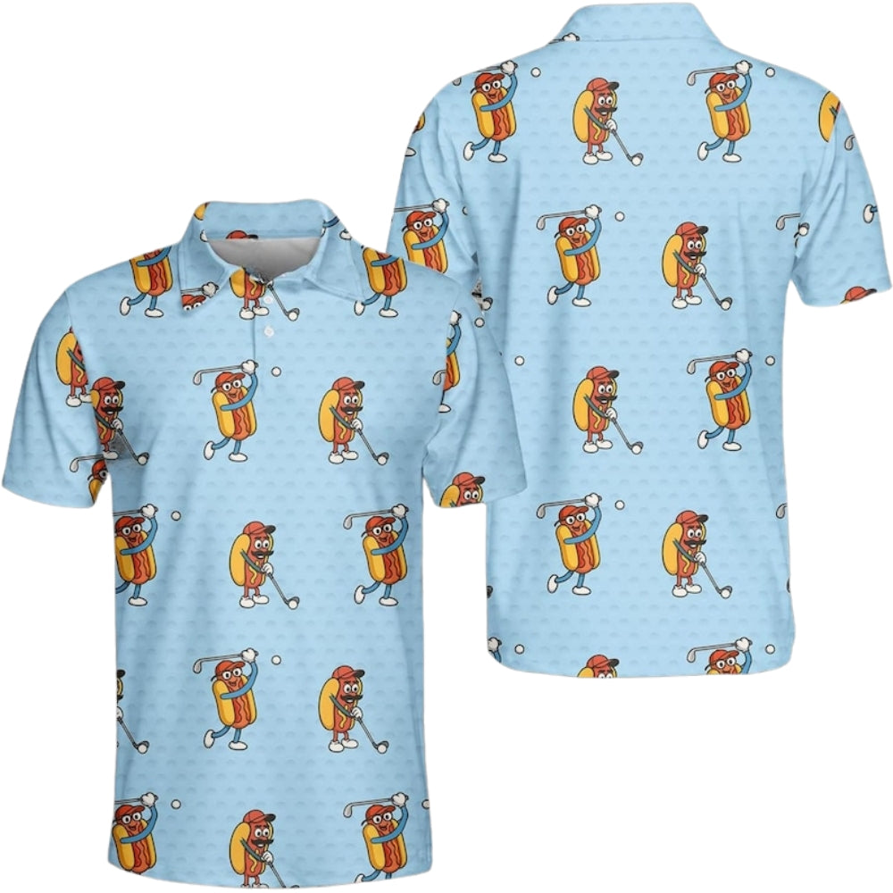 Funny Hot Dog Golf Polo Shirt For Mens, Hot Dog Golf Shirts GE0266
