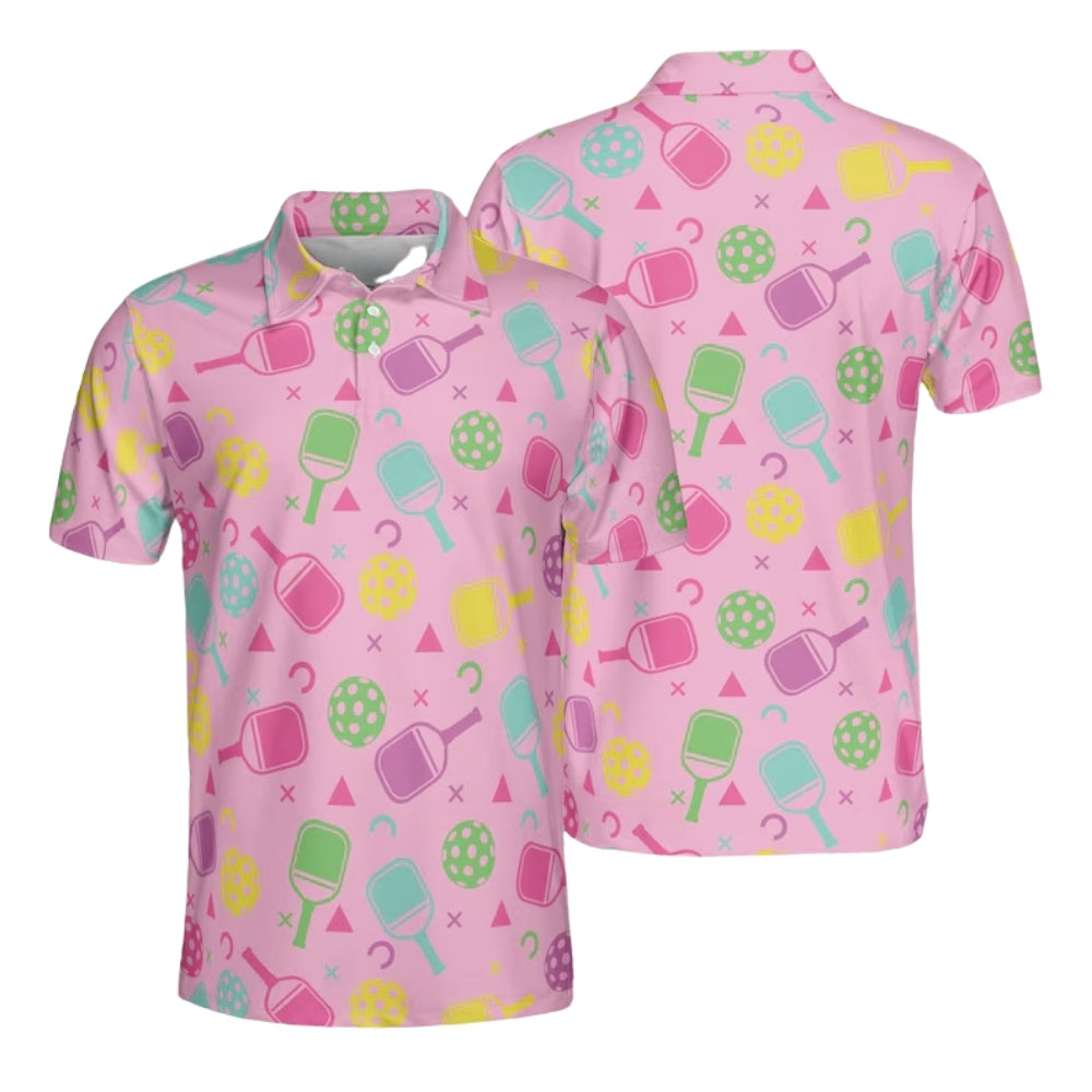 Retro Pickleball Polo Shirt Blue For Men, Retro Pickleball Shirts PE0001