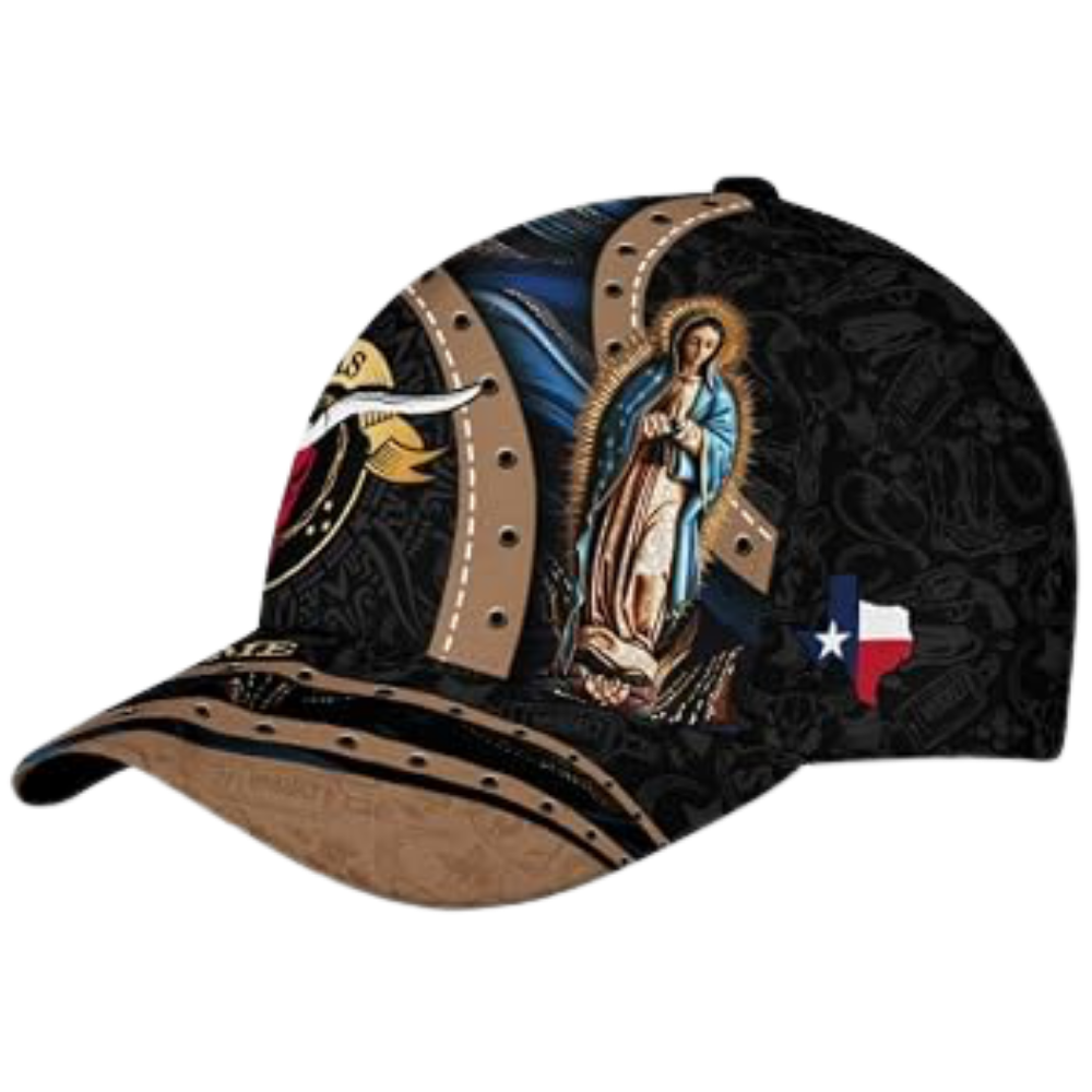 Custom Texas Our Lady Of Guadalupe 3D Printed Baseball Cap, Personalized Texas Catholic Cap Hat CP0565