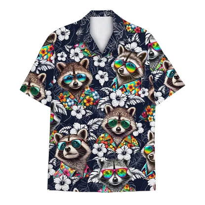 Tropical Raccoon Hawaiian Shirts For Men Women, Raccoon Lovers Hawaiian Shirts HE0013