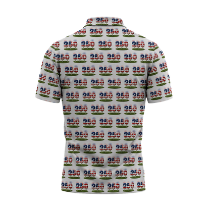 250 American Flag Pattern Golf Polo Shirt For Men, 4th Of July Semiquincentennial Golf Shirts GE0489