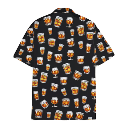 Whiskey Glass Pattern Hawaiian Shirt Men Women, Whiskey Lover Hawaiian Shirts HE0539