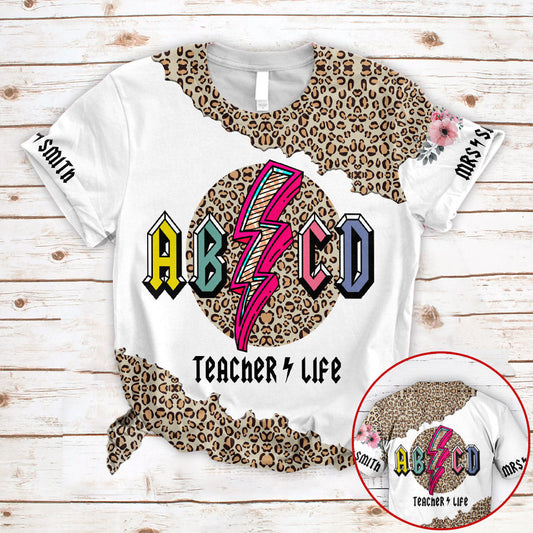Personalized Shirts Abcd Teacher Life Leopard 3D All Over Print Shirts For Teacher TO3354