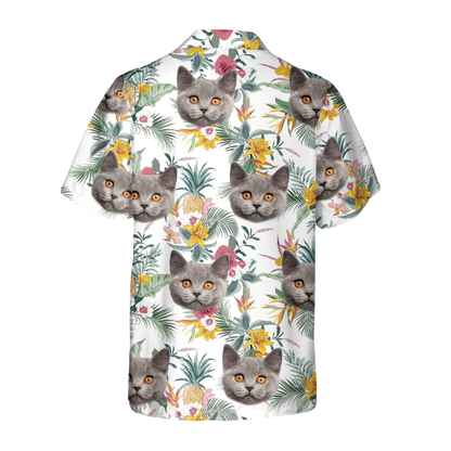 Custom Cat Photo Tropical Hawaiian Shirt For Men Women, Custom Cat Hawaiian Shirt With Photo HE0562