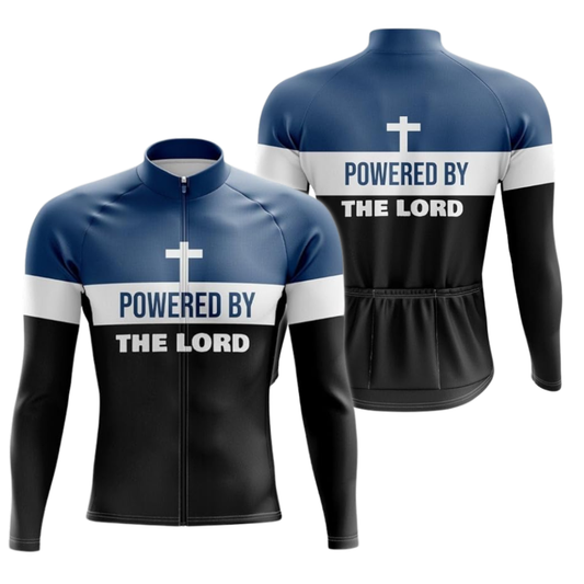 Powered By The Lord Long Sleeve Cycling Jersey For Mens, Christian Cycling Jerseys CZ0031