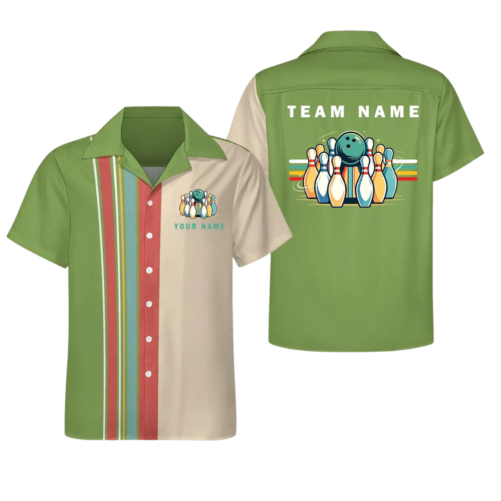 Custom Retro Bowling Hawaiian Shirt Men Women, Custom Retro Bowling Team Shirt BE0251