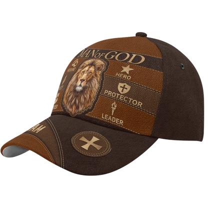 Custom Man Of God Lion Baseball Cap For Dad Husband, Custom Christian Cap 3D Printed CP0574