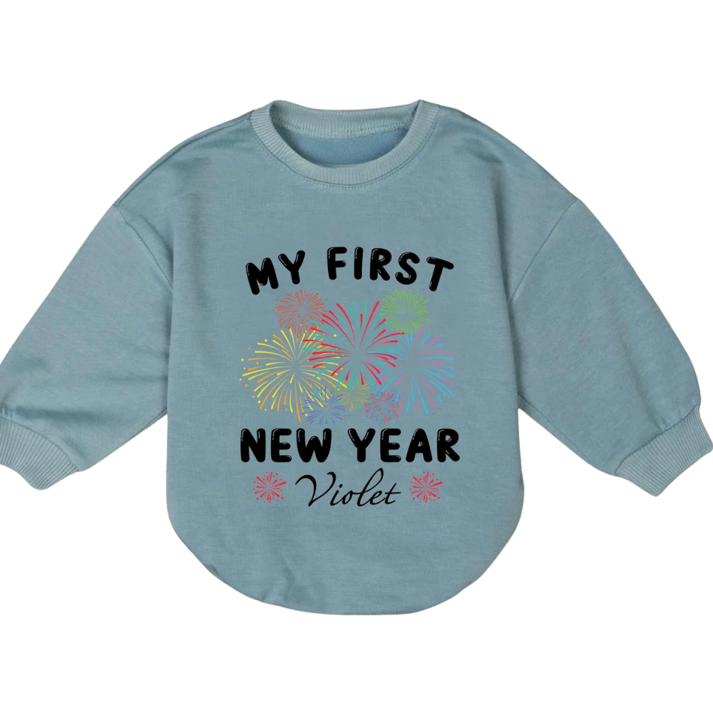 My First New Year Custom Baby Name Romper Sweatshirt, Custom Baby's First New Year Romper Sweatshirt BB0173