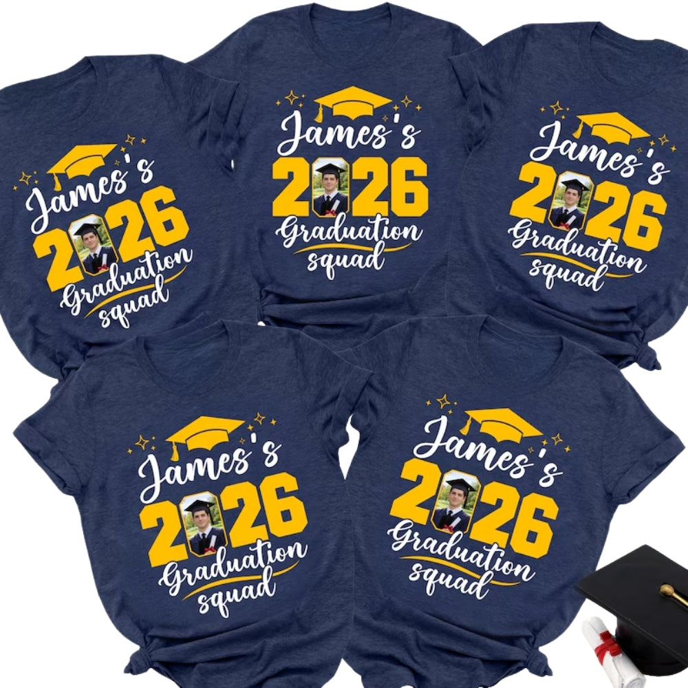 Personalized Matching Graduation Squad Family T Shirts With Photo, Custom Family Graduation Shirts ET0648