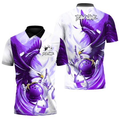 Custom Eagle Red Bowling Polo Shirt For Men, Custom Eagle Bowling Team Shirt BZ0936