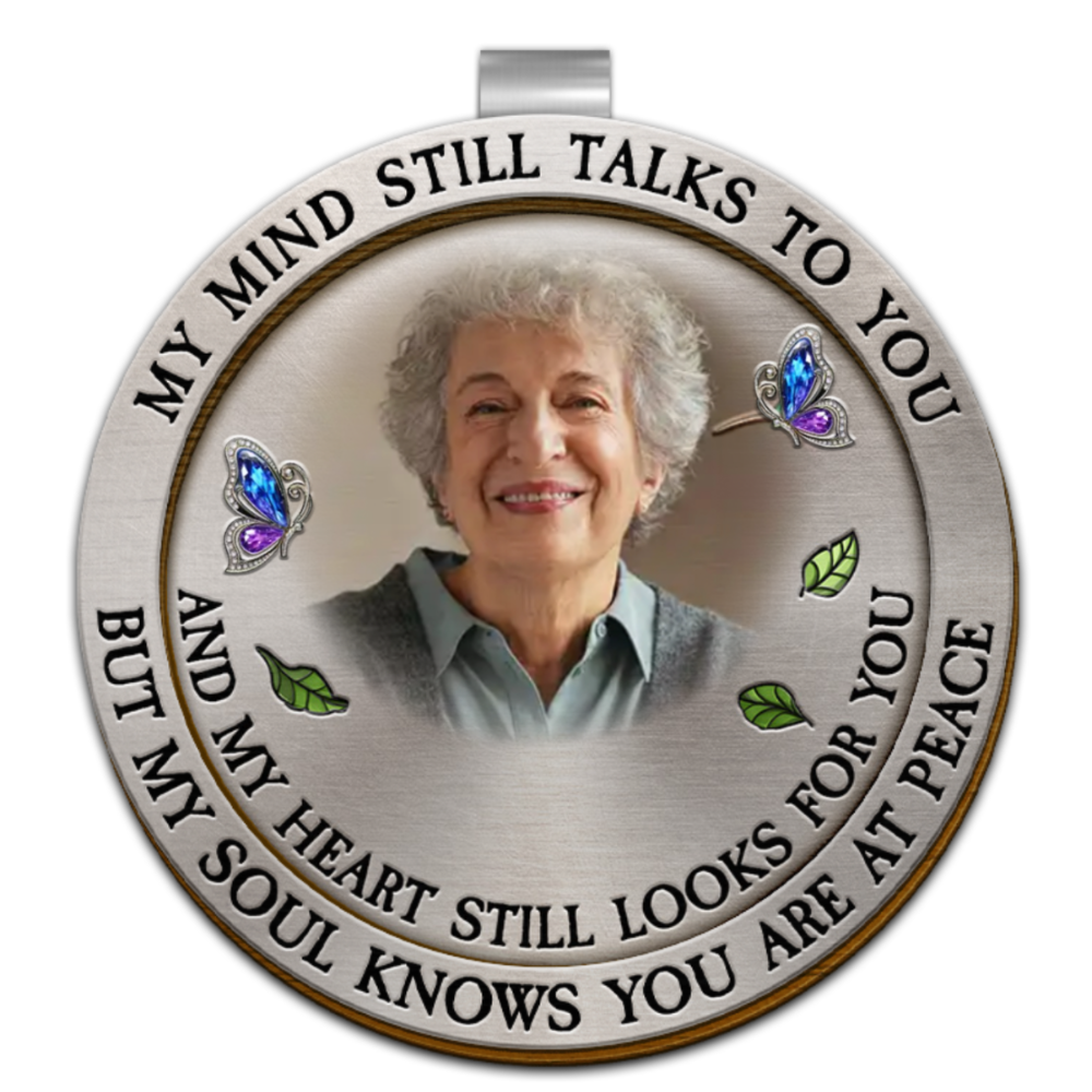 My Mind Still Talks To You Personalized Memorial Car Visor Clip, Custom Photo Memorial Car Visor Clip TD0002