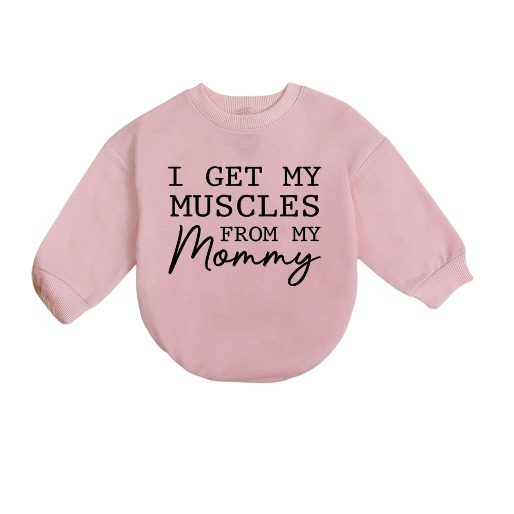 I Get My Muscles From My Mommy Baby Romper Sweatshirt, Gym Lover Baby Romper Sweatshirt BB0184