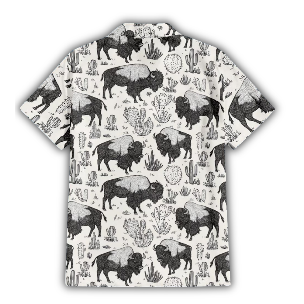 Bison Western Hawaiian Shirt For Men, Bison Hawaiian Shirt HE0908