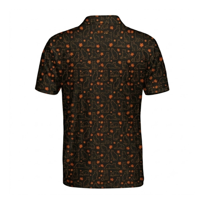 Cat Black Longhair Leaves Golf Polo Shirt, Cat Autumn Golf Shirts GZ0395