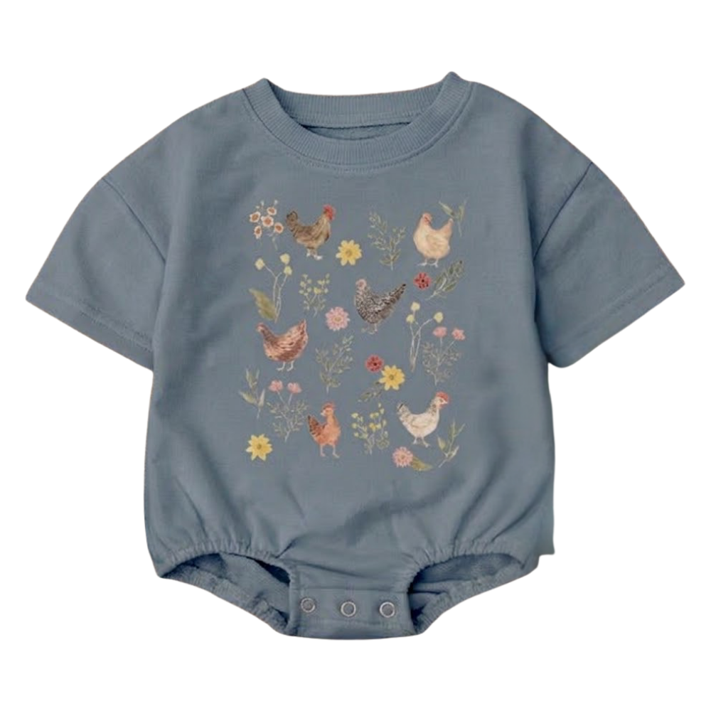 Wildflower Chicken Baby T-Shirt Romper, Chicken Lover Baby Romper BB0026