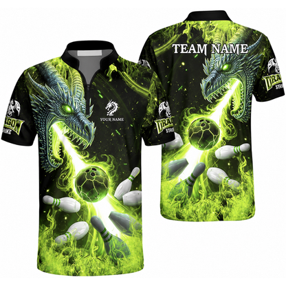 Custom Dragon Flame Bowling Men Jersey, Custom Dragon Bowling Team Shirts BZ0572