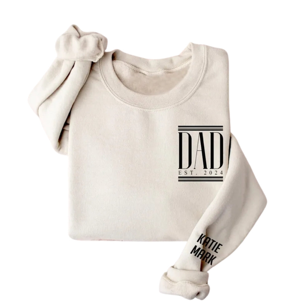 Custom Dad Sweatshirt With Kid Names On Sleeve, Custom Dad Sweatshirt 2D0528