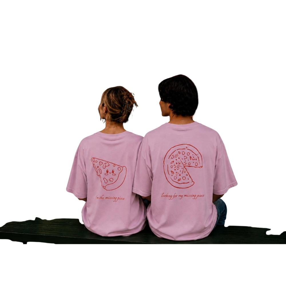Pizza And Pizza Slice Couple Matching T Shirt, Pizza Matching Shirts For His And Her ET1326
