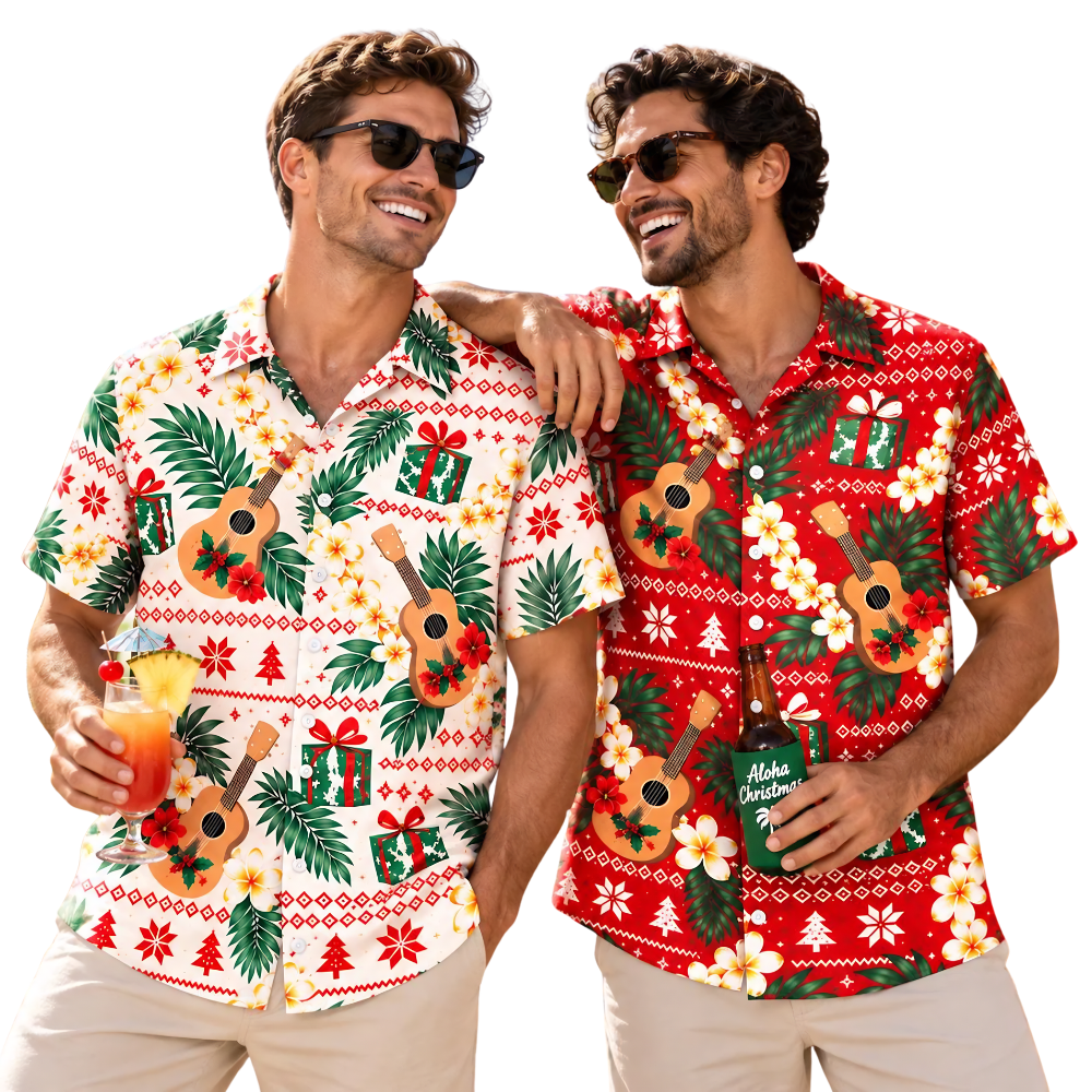 Ukulele Christmas Hawaiian Shirt For Men Women, Xmas Guitar Lover Hawaiian Shirt HE0860