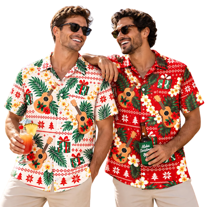 Ukulele Christmas Hawaiian Shirt For Men Women, Xmas Guitar Lover Hawaiian Shirt HE0860