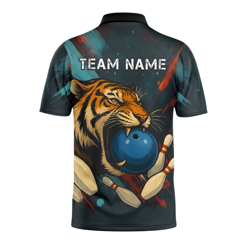 Custom Tiger Mens Bowling Jersey, Custom Tiger Bowling Team Shirts BZ0576