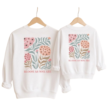 Blooms As You Are Matching Floral Boho Sweatshirt For Mother Daughter, Mommy And Mini Matching Floral Sweatshirts ET1400