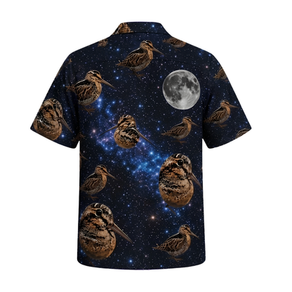 Woodcock Moon Hawaiian Shirt For Men, Galaxy Woodcock Hawaiian Shirt For Bird Lover HE0672