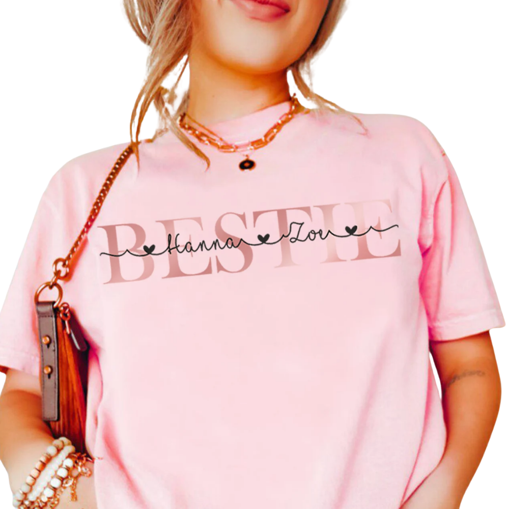 Bestie Custom Name Best Friend Matching T Shirt, Personalized Friend Matching Shirts ET1023