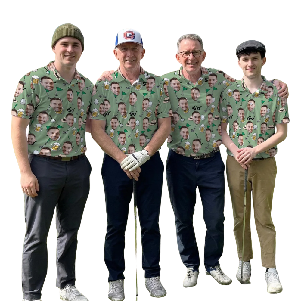 Custom Face Beer Pattern Golf Polo Shirt Mens, Custom Funny Beer Golf Shirts With Photo GE0426