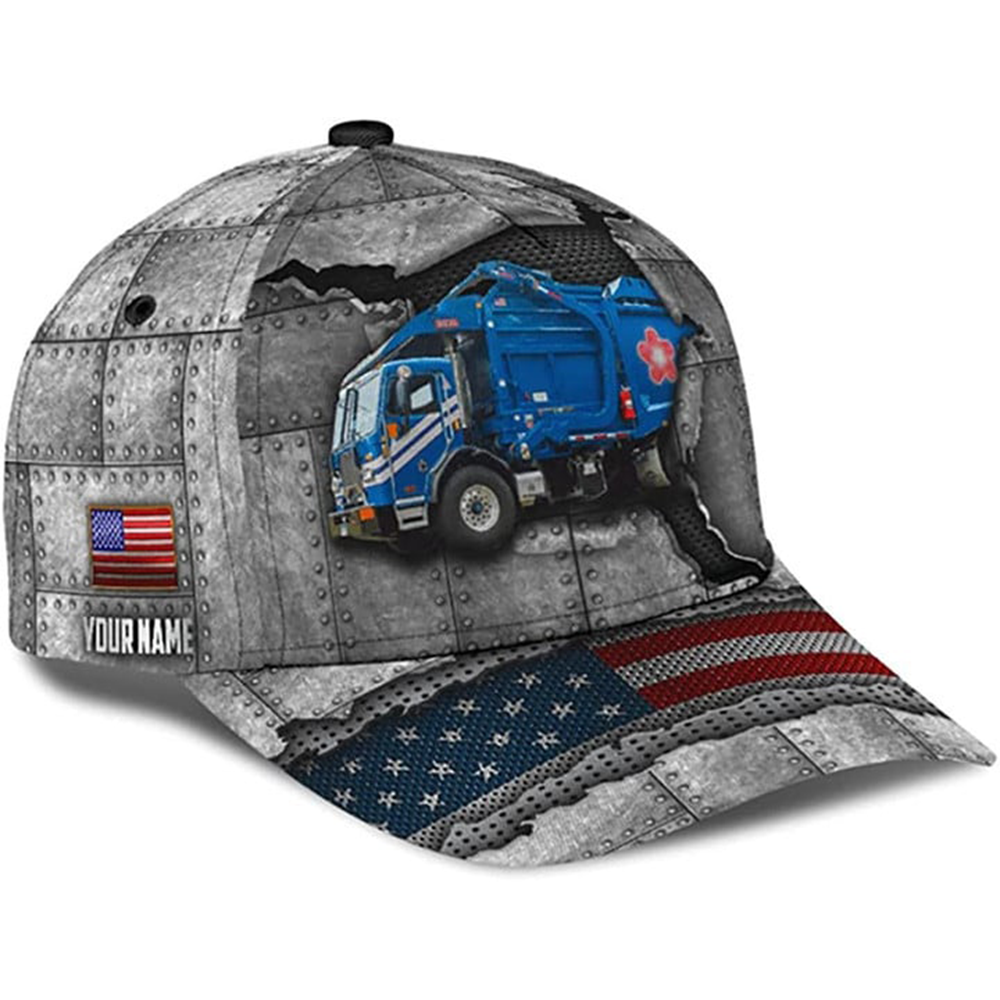 Gift For Truck Driver, Personalized Name Us Garbage Truck 3D Cap CA0284