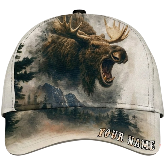 Custom Moose Huting Baseball Cap 3D Printed, Custom Huting Lover Hat CP0627