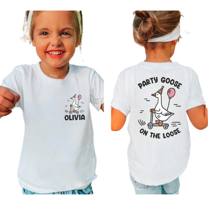 Party Goose On The Loose Custom Matching Family T Shirts, Custom Funny Goose Family Shirts For Birthday ET0219
