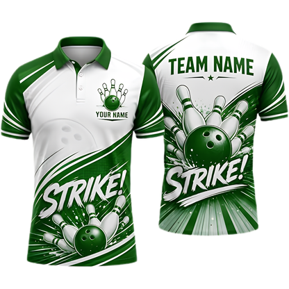 White And Blue Custom Team Bowling Polo Shirt For Men, Custom Bowling Shirt BZ0971