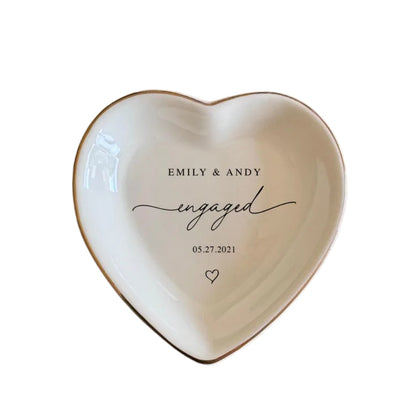 Personalized Engagement Ring Dish, Custom Ring Dish For Couple Wedding WD0006