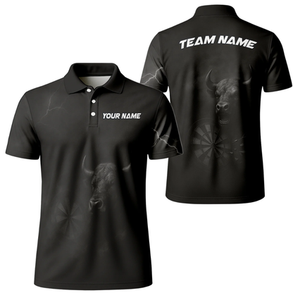 Custom Bull Black Dart Polo Shirt For Men, Custom Bull Darts Team Shirts DZ0110