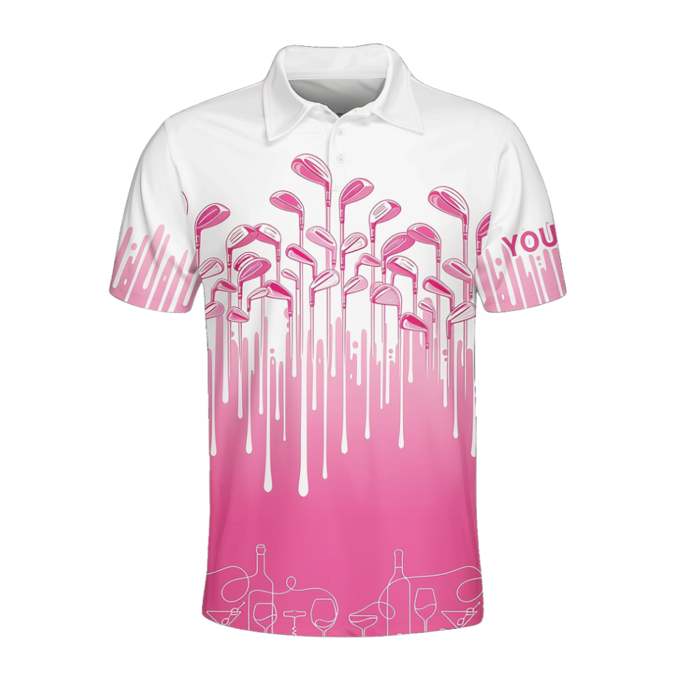 Custom Flamingo Par The Bar Golf Polo Shirt Mens, Custom Flamingo Golf Shirts GE0589