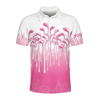 Custom Flamingo Par The Bar Golf Polo Shirt Mens, Custom Flamingo Golf Shirts GE0589
