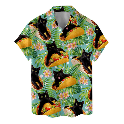 Cat Taco Tropical Hawaiian Shirt Men Women, Cat Mexcian Food Hawawiian Shirt HE0625