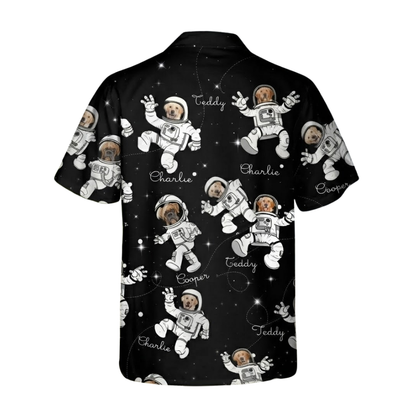 Custom Cat Dog Face Astronaut Hawaiian Shirt, Custom Astronaut Pet Photo Hawaiian Shirts HE0519