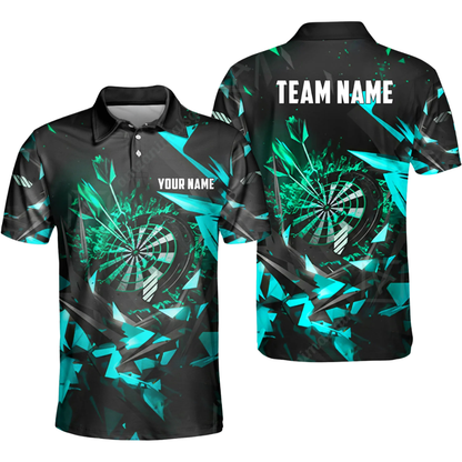 Custom Team Black Blue Darts Polo Shirt For Men, Custom Dart Team Shirt DZ0131