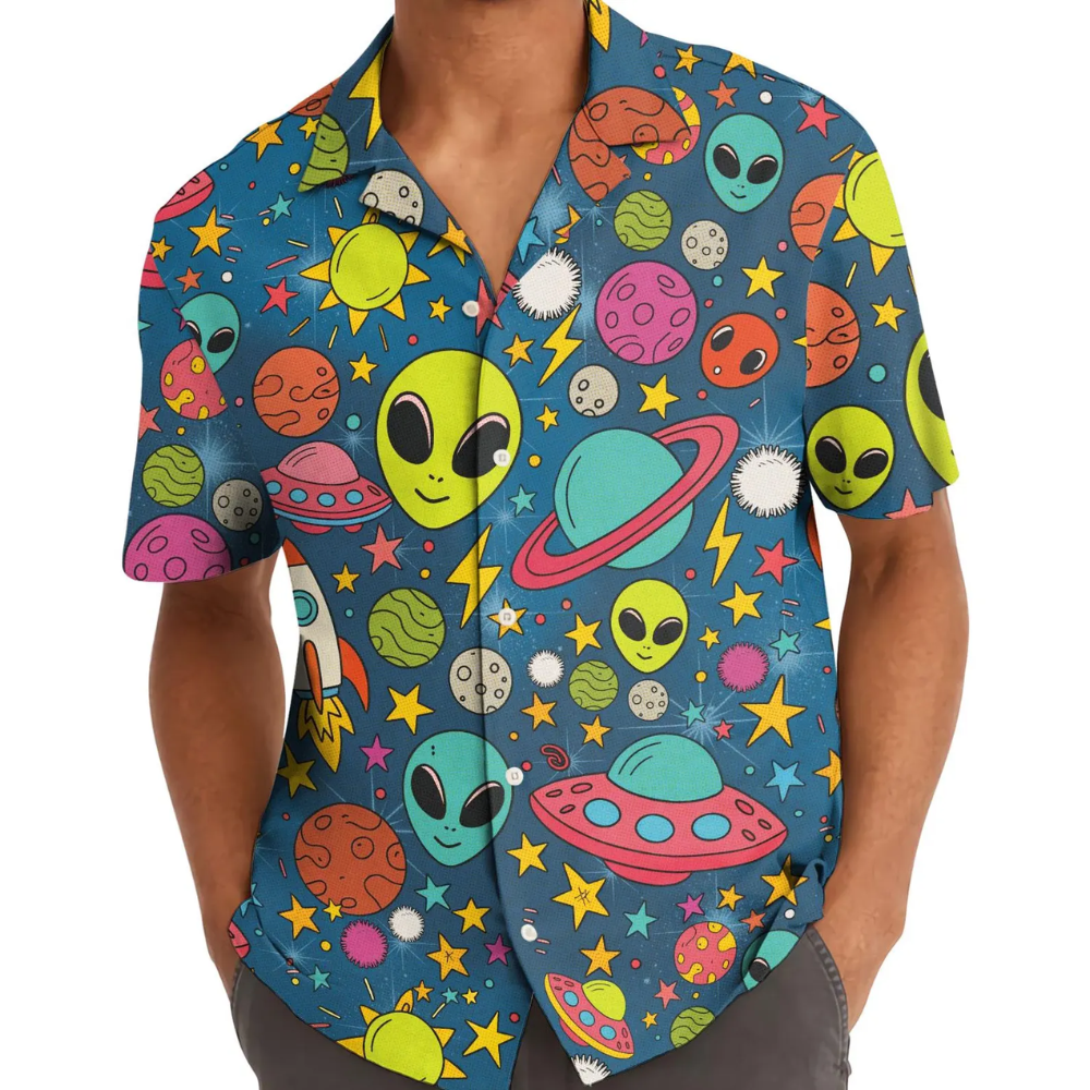 Alien Galaxy Hawaiian Shirt For Men And Women, Alien Space Lover Hawaiian Shirt HE0626