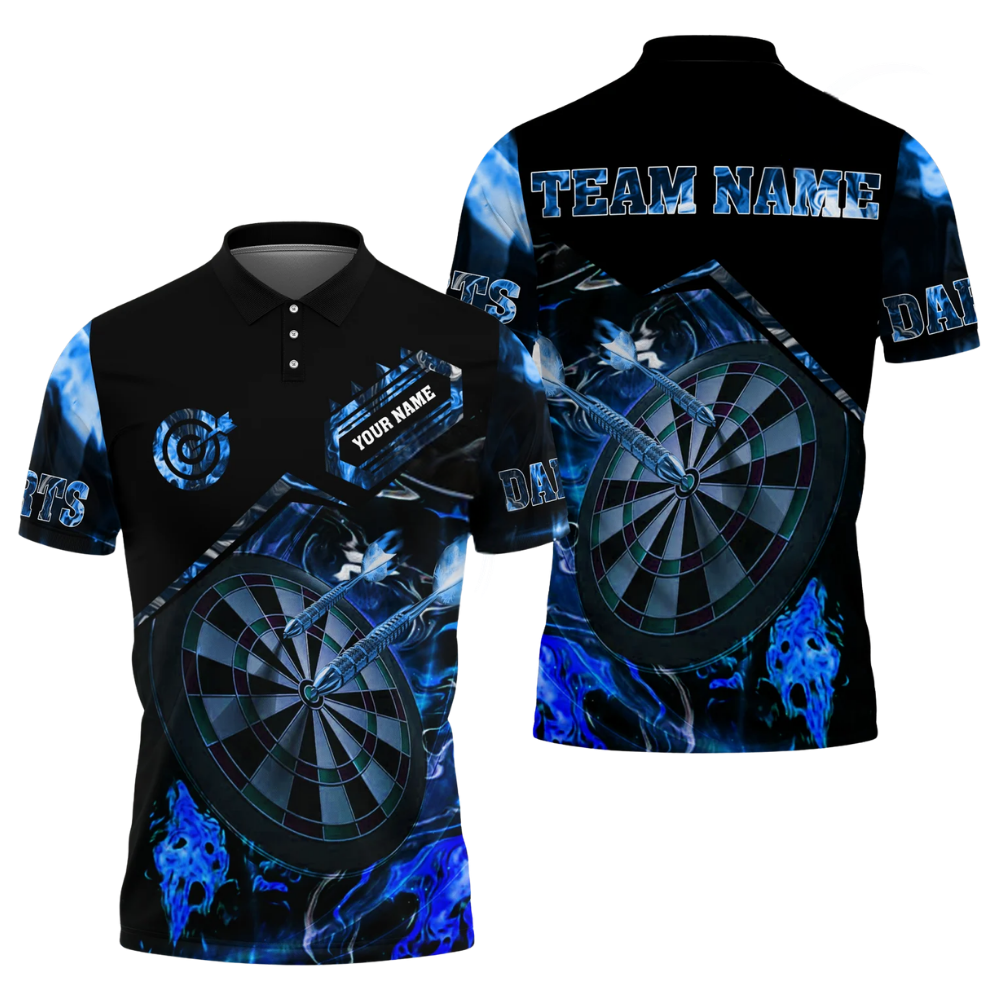 Custom Flame Dartboard Dart Polo Shirt For Men, Custom Flame Darts Team Shirts DZ0095