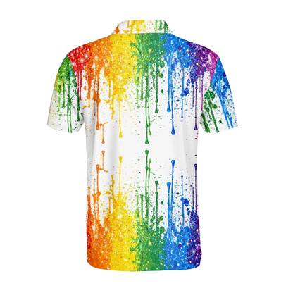 LGBT Colorful Paint Splash Golf Polo Shirt For Men, LGBTQ+ Pride Month Golf Shirts GE0467